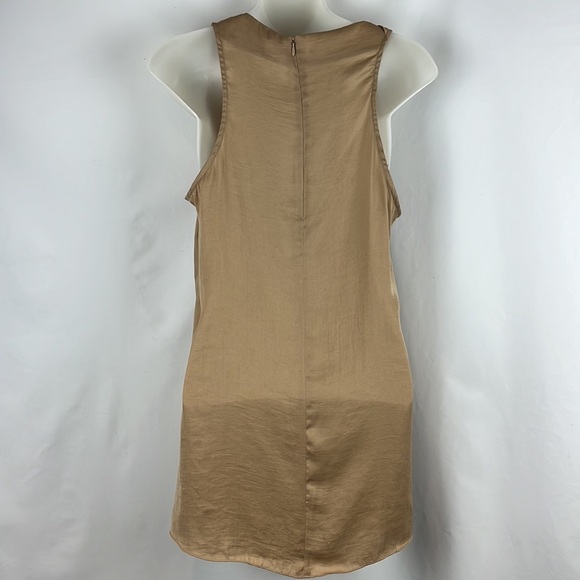 Helmut Lang Beige Sleeveless Cowl Neck Lightweight Tan Beige Mini Dress Size M - Picture 8 of 10